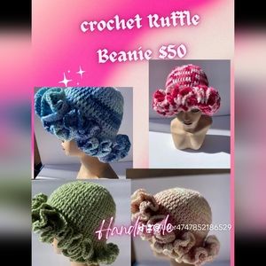 Crochet ruffle beanie